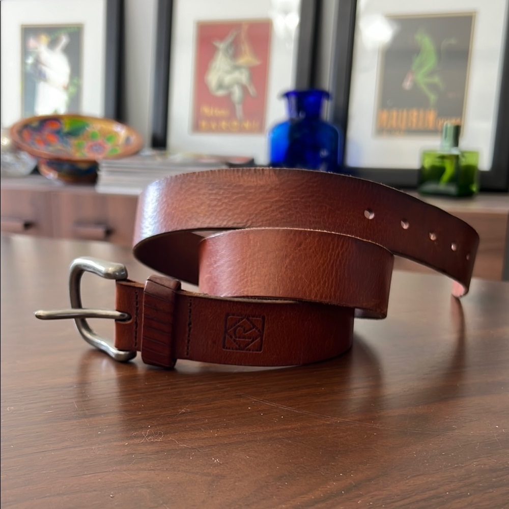 Brown Leather Belt with Gun metal Buckle Large
